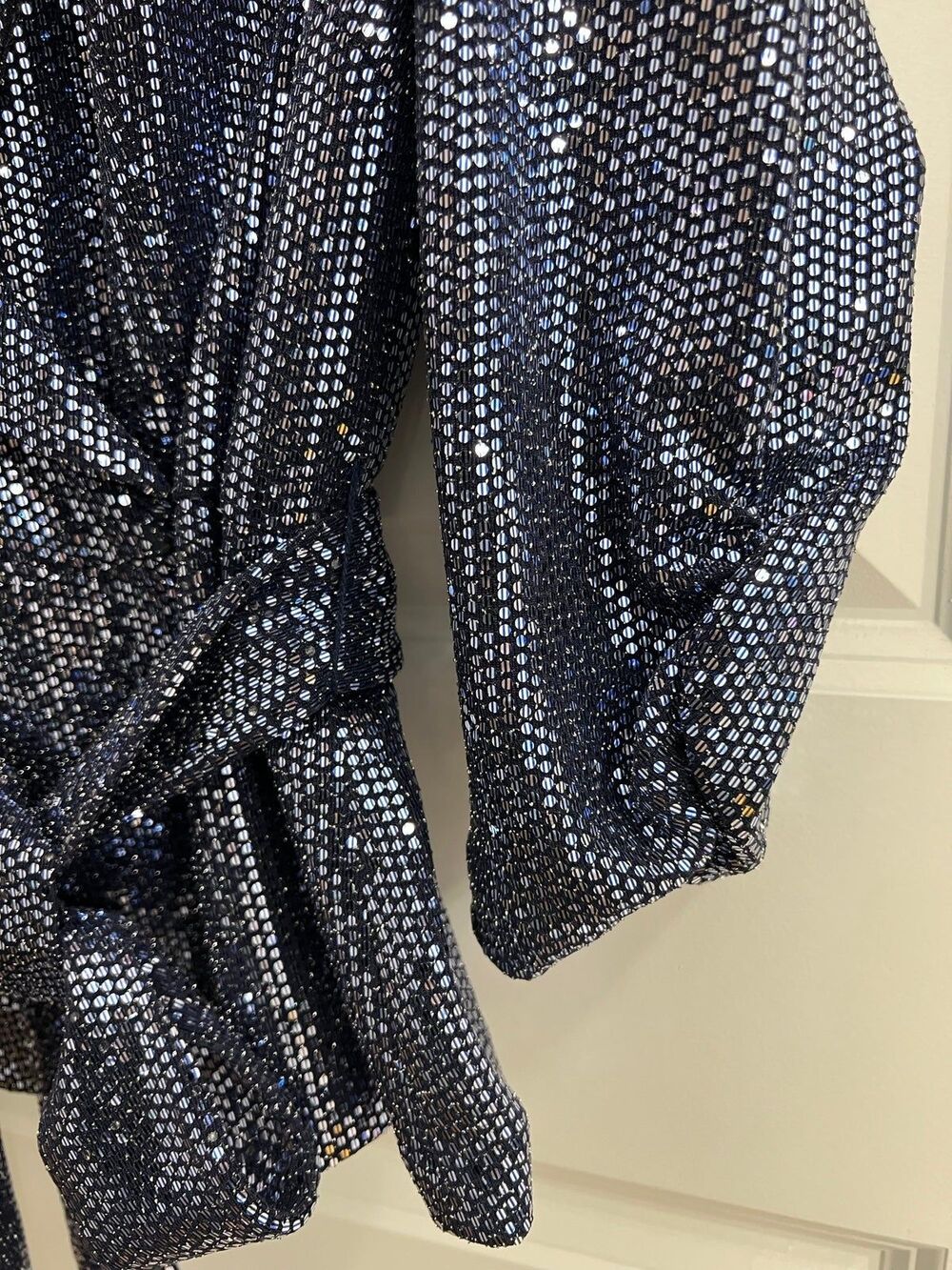 Adrianna Papell Women's Metallic Knit Wrap Top Size 6 - Picture 12 of 12